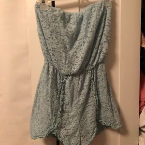 Forever 21 Light Blue Crochet Romper